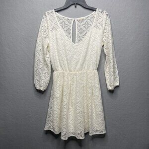 Hollister Lace Dress White Medium V Neck Lined